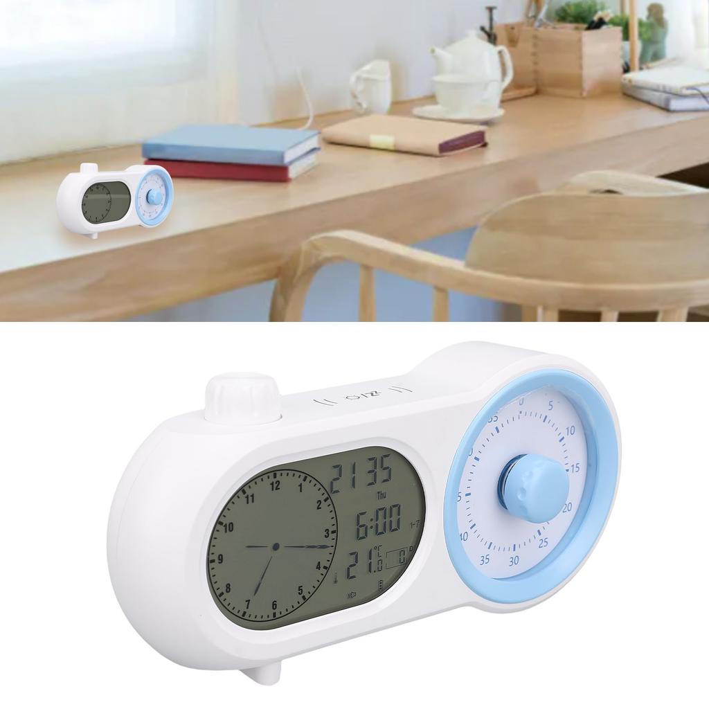 Digital Alarm Clock Visual Timing and Countdown Manager Rechargeable LCD Display Screen Electronic C