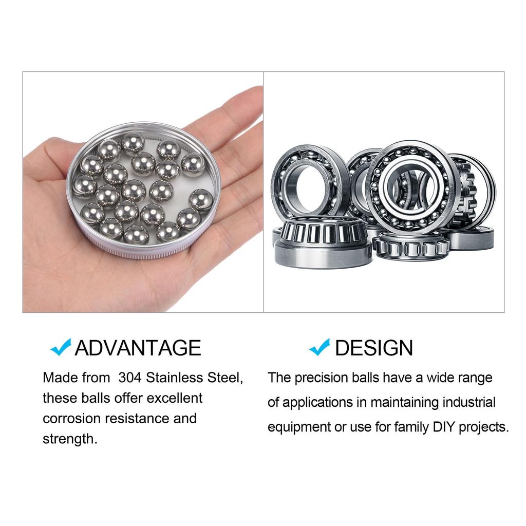 METALLIXITY Precision Ball G100 16mm 10pcs 304 Stainless Steel Bearing Ball Beads - Industrial Kit for Machinery, Automotive, DIY