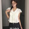 The Pink Women S Mongmong Dot Frill Pintuck Short Sleeve blouSe