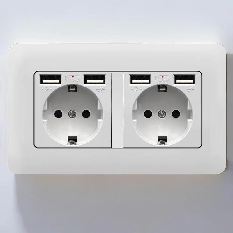 EU Standard Single Power Socket Switch Usb Wall Sockets Double Sockets 86 Type Wall Sockets TV Telephone Sockets