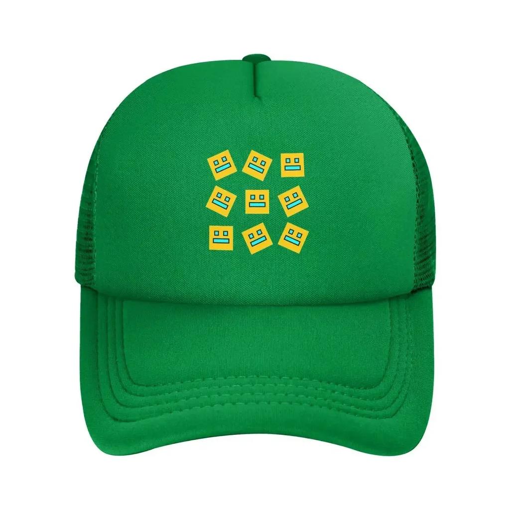 Video Game Geometry Dash Mesh Baseball Caps Snapback Fashion Baseball Hats Breathable Casual Casquette Outdoor Unisex