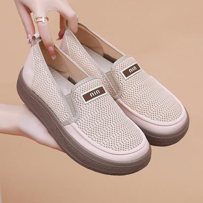 Summer New Women's Shoes Platform-soled Lightweight Casual Shoes Single Shoes Fashionable Versatile Breathable Non-slip One-pedal Women's Shoes