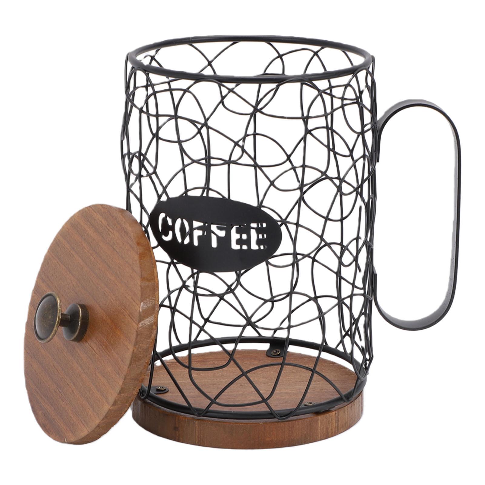 

Coffee Pods Holder Organizer Large Capacity Coffee Capsule Basket with Lid for Counter Table Bar Home Cafe Hotel чёрный
