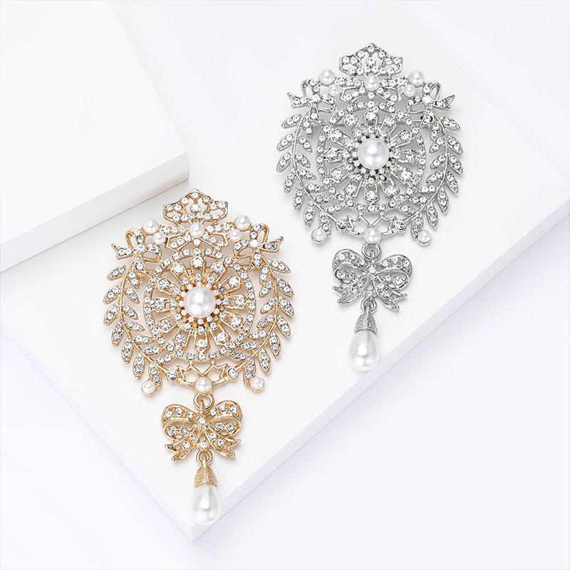 Fashion Teardrop Brooch Large Flower Bridal Brooch Party Banquet Wedding Pin Jewelry