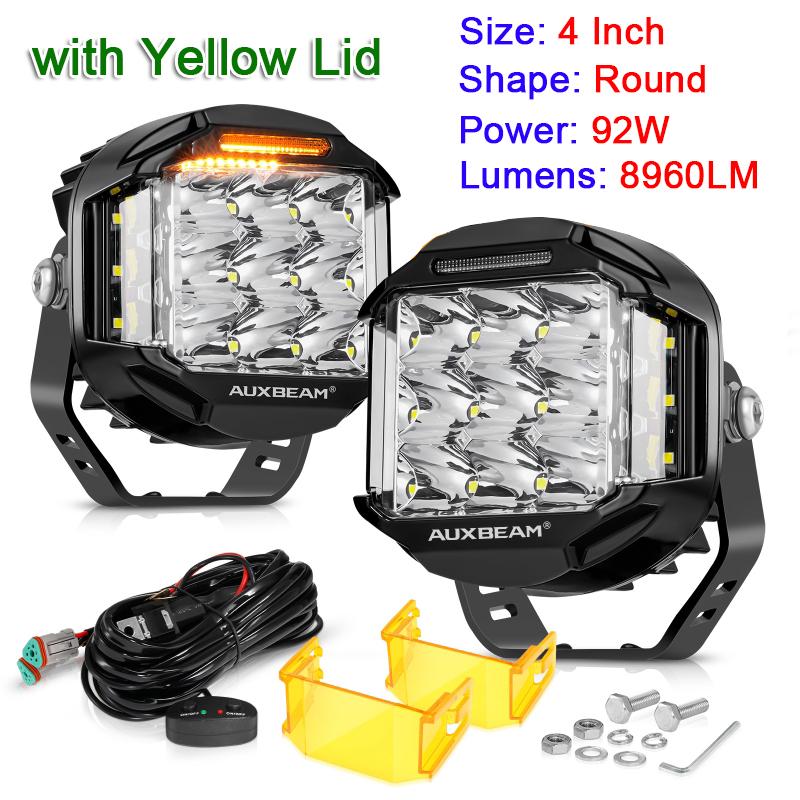 AUXBEAM 4 Inch 5 Inch LED Pod Lights Spot with DRL Work Light with Double-Side Shooter Lights for Truck Pickup ATV UTV SUV