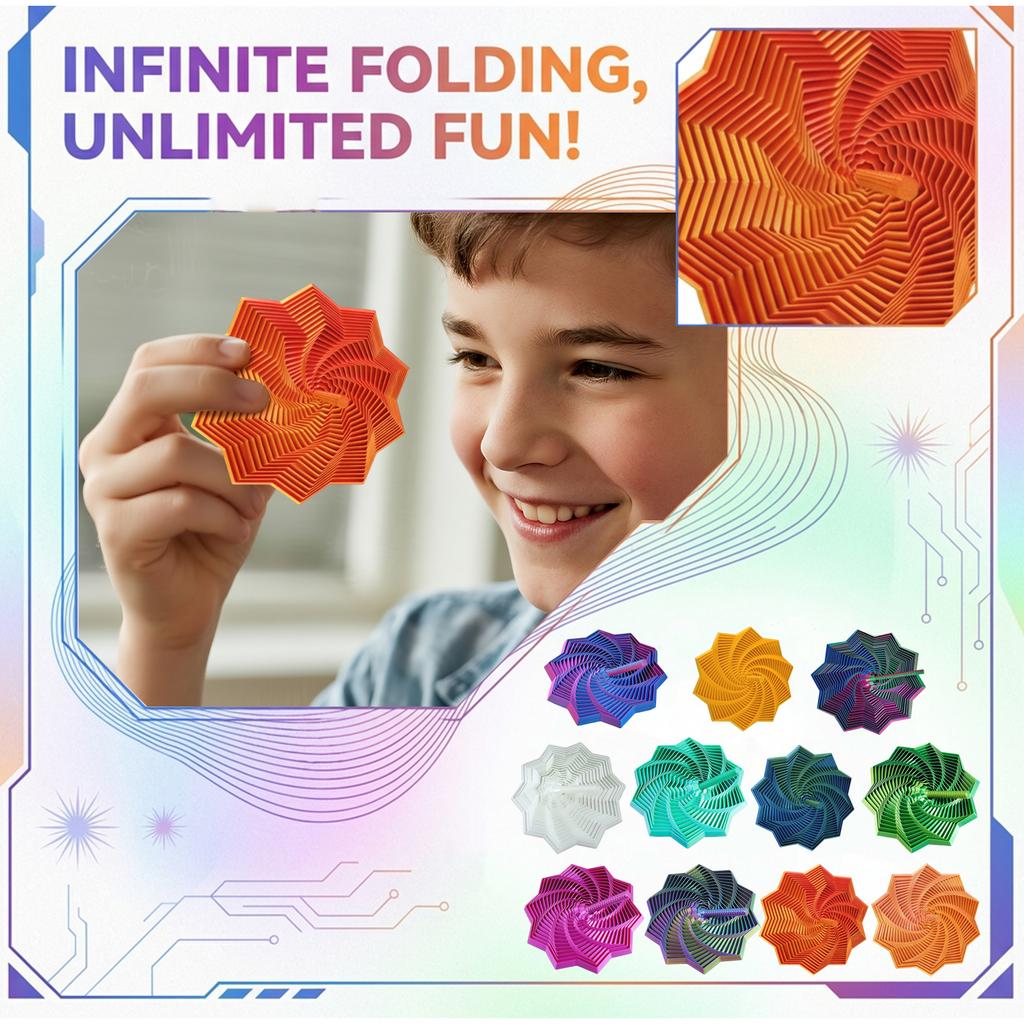 3D Printed, Foldable Polygonal Decompression Toy, Spiral Tower Irritating Star