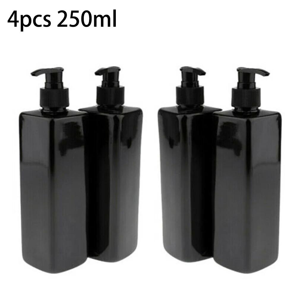 4pcs Refillable 250ml Empty Lotion Pump Bottles For Gel Soap Dispenser Shampoo Press Dispenser Bathroom Storage Bottle