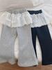 Girls' Stylish Bell Bottom Pants with Lace Trim - Spring/Autumn 2026 Korean Style Versatile Casual Sweatpants