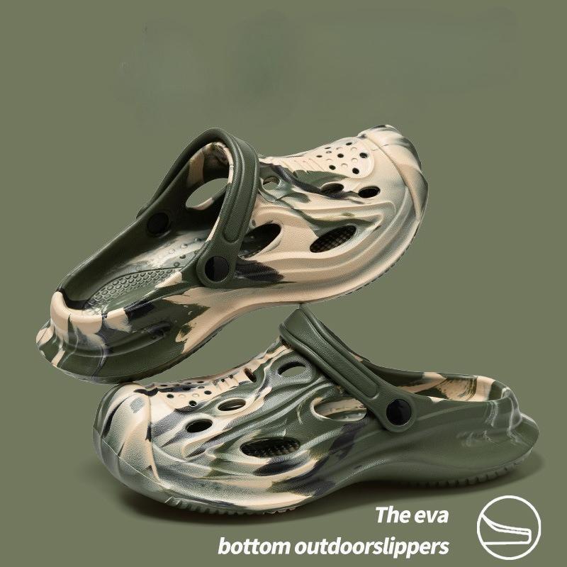 New Camouflage Hollow Shoes for Men, Trendy Couple Summer Camouflage Peep-Toe Sandals, Dual-use Beach Shoes for Outdoor Wear