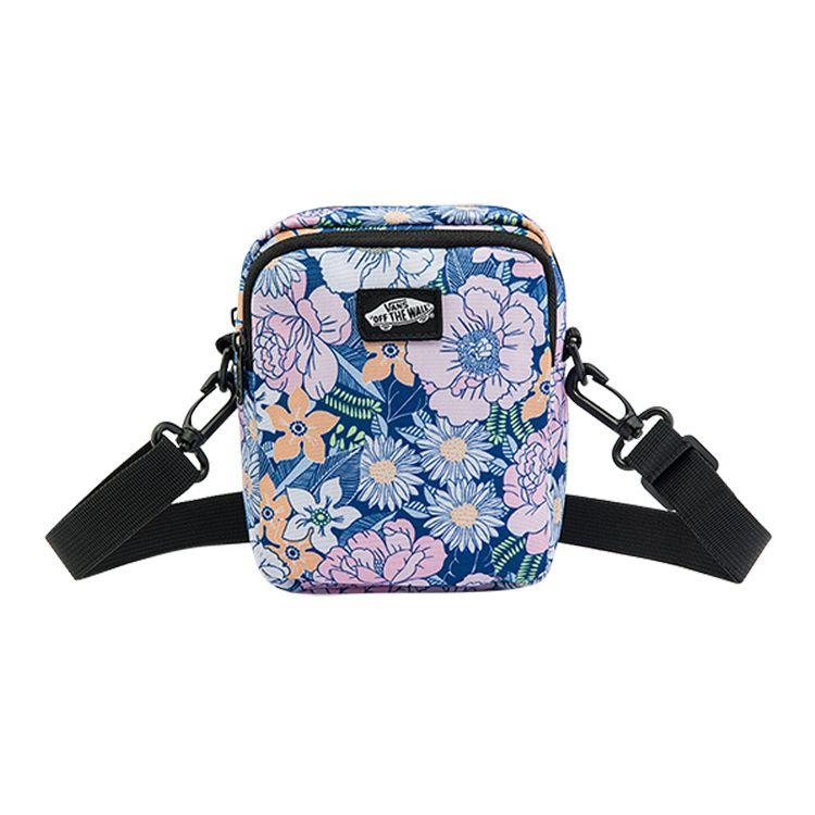 Vans Floral Print Embroidered Logo Zipper Polyester Shoulder Bag Crossbody Small Women bags Pink VN0A7RWRYRH Pink