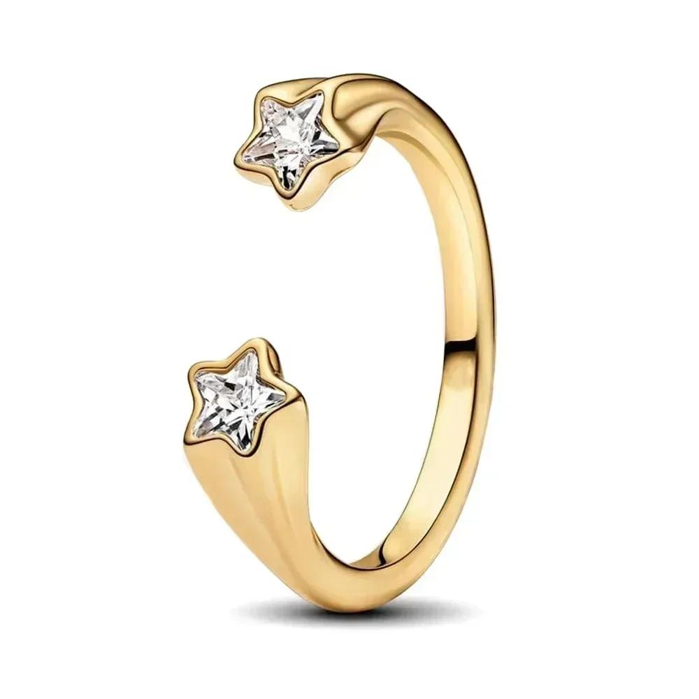 Authentic Genuine Copper Ring Design Colorful Heart Crown Bow Moon Shell Crystal For Women Valentine'S Birthday Occasion Jewelry Creation