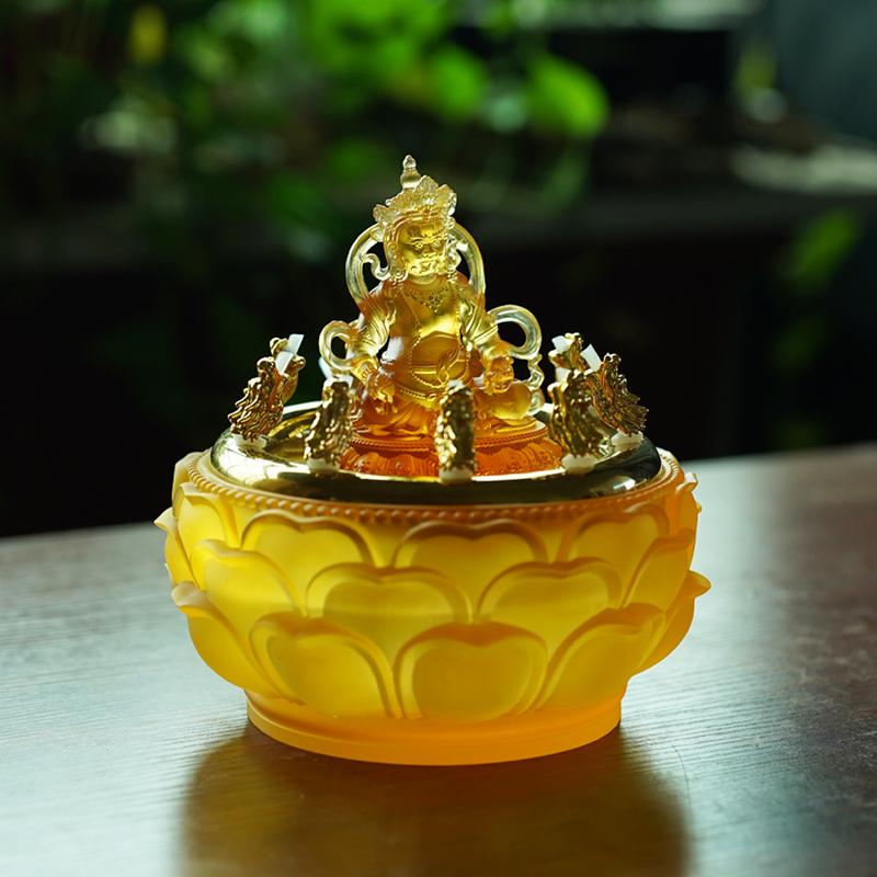 Five Paths Water Offering Yellow Black Wealth God Buddha Statue Feng Shui Decor