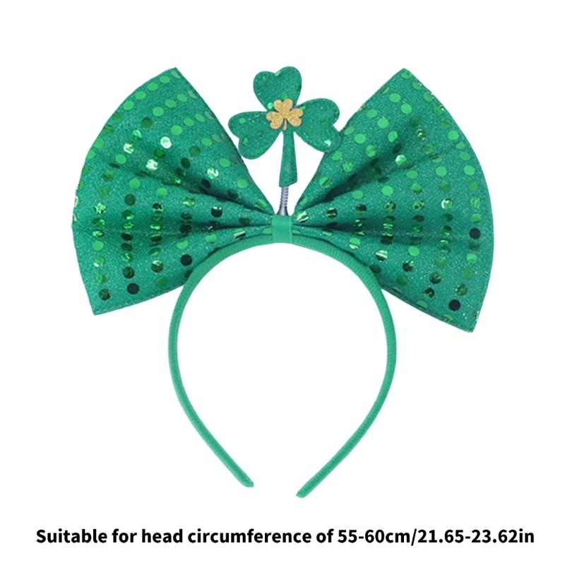 Irish Leprechaun Bowknot Hair Hoop Fashion Statement Karaoke Party Leprechaun for Irish Day Stage Photo Props