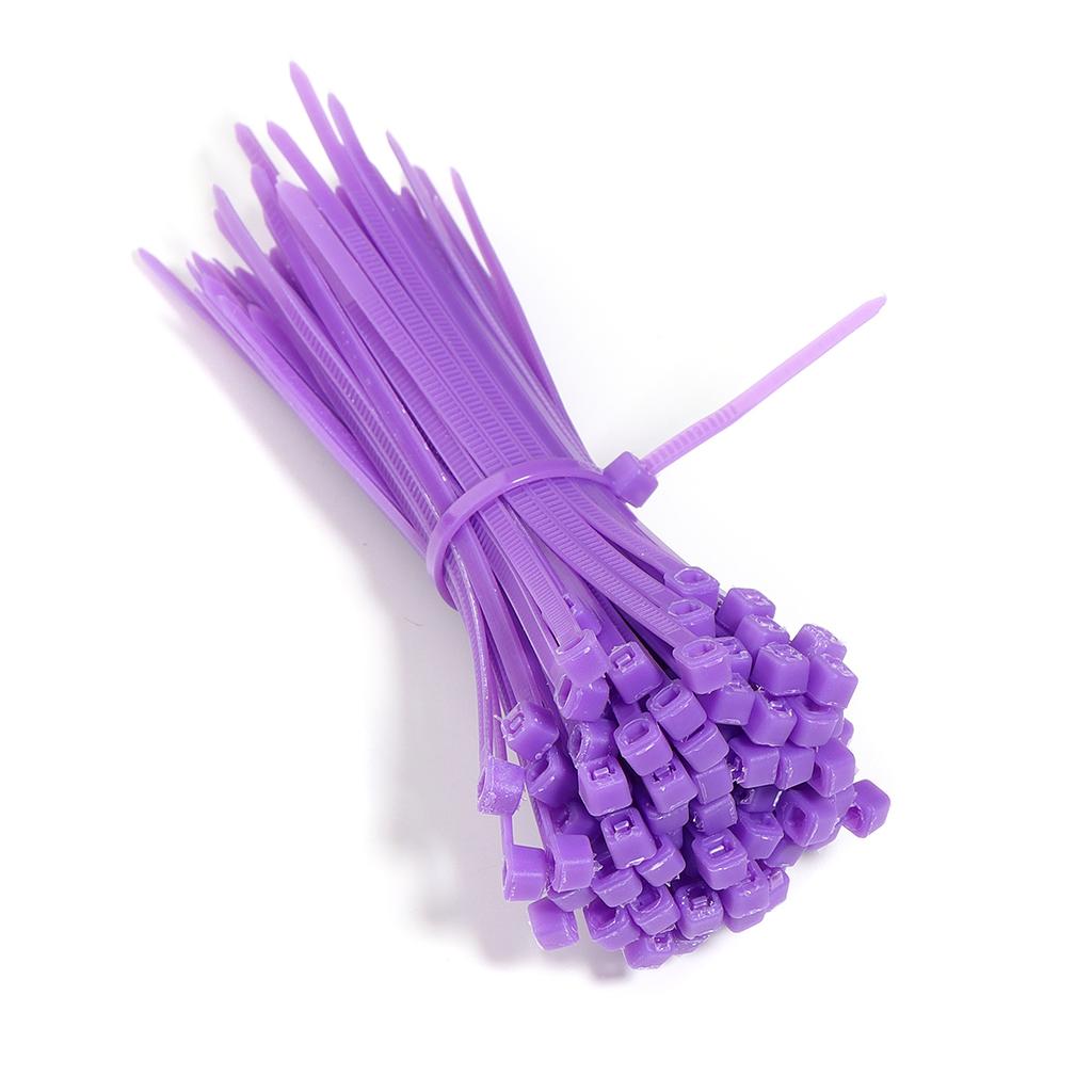 100 Stück/Los Selbstverriegelnde Kunststoff-Nylon-Kabelbinder Bunte Reißverschluss-Wickelbänder Nylon-Kabelbinder-Set Befestigungsring Schlaufe Drahtwickel