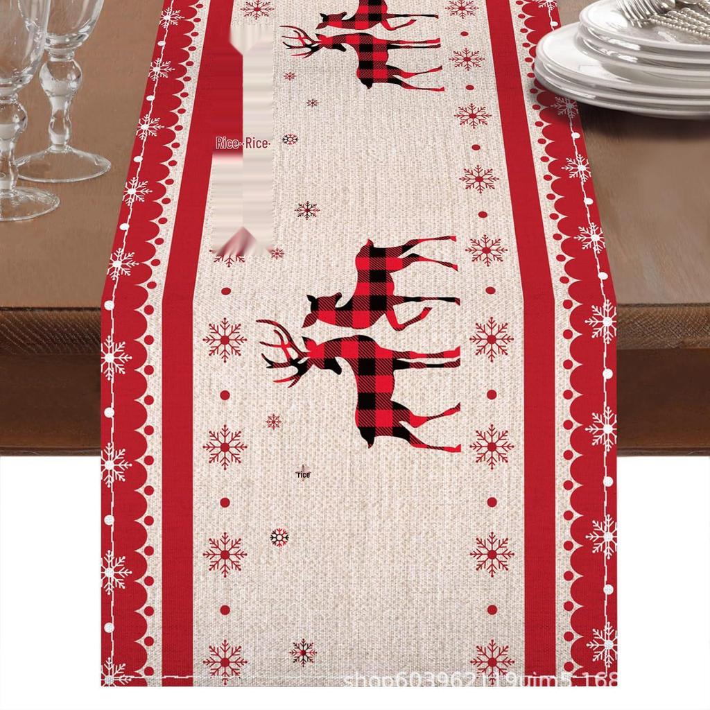 Christmas Table Runner with Santa and Tree Design