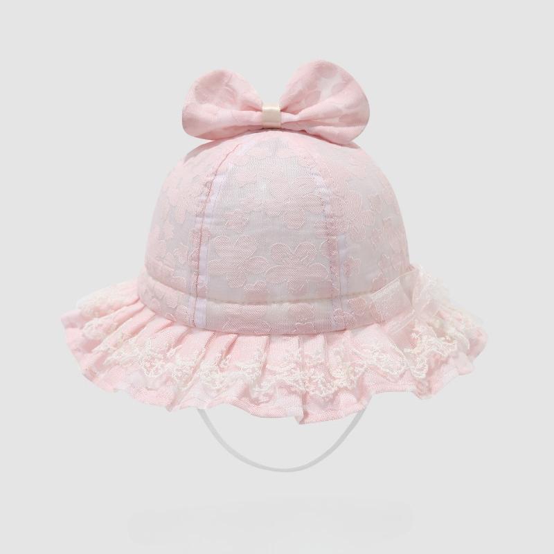 

Baby Girls Hat 50cm 1-3 Years Girl Thin Spring Summer Kid Fisherman Hat Breathable Lace Sun Protection Princess Bow Girl Toddler 50CM розовый