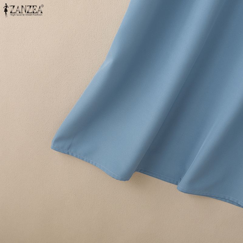 ZANZEA Women Casual Turn Down Collar Summer Short Sleeve Dress