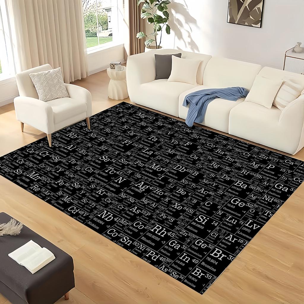 Retro Periodic Table of Elements Physics Formula Area Rug Carpet for Living Room Bedroom Home Decor,Non-slip for Sofa Doormat