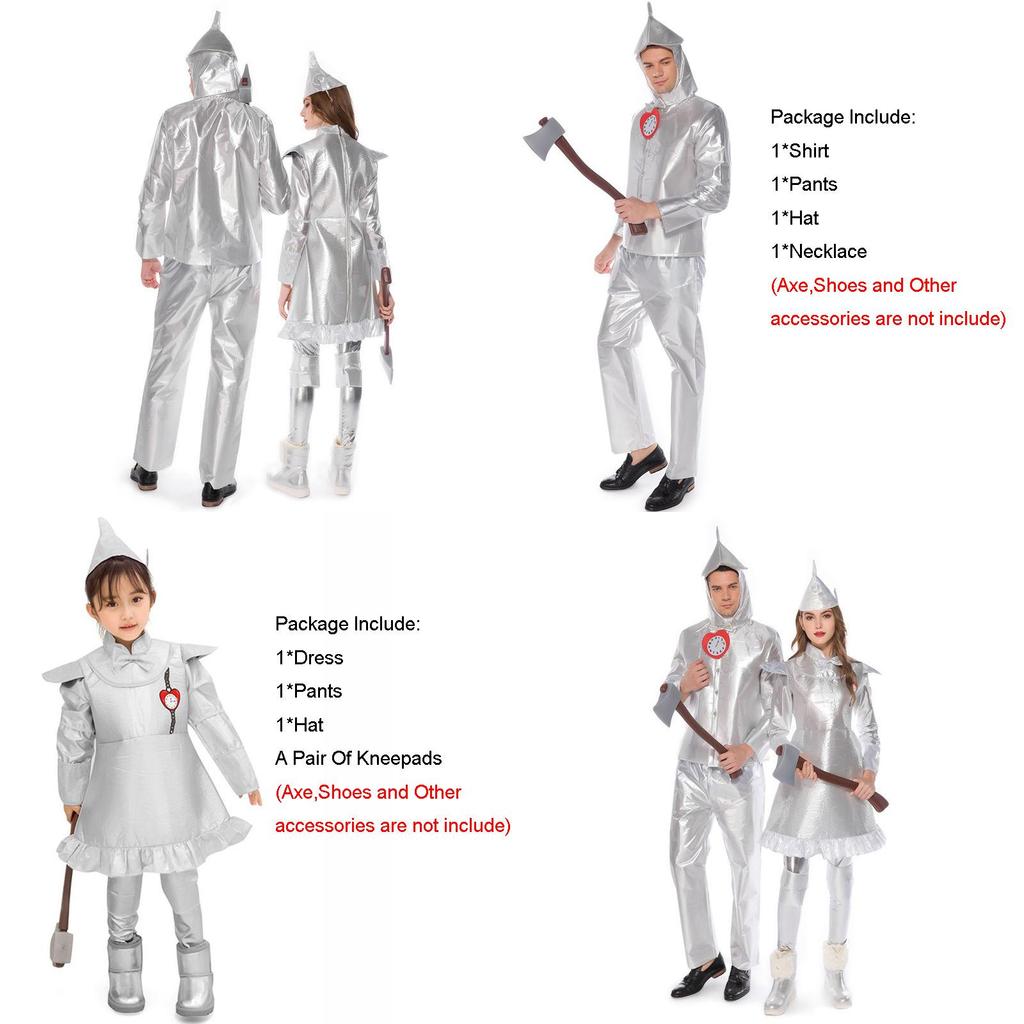Enchanting Wizard Of Oz Tin Man Cosplay Costume For Adults And Kids In Silver
