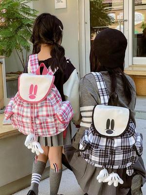 2024 Plaid Mummy Bag: Cute, Large-Capacity Parent-Child Backpack for Students