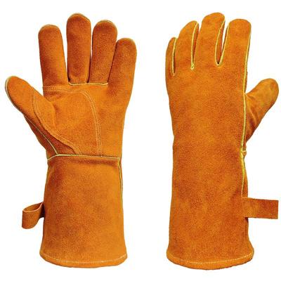 Cowhide Heat-Resistant BBQ & Welding Gloves - Aluminum Foil Insulated, Fireplace & Oven Safe.