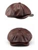 Jesienny Beret Chłopięcy z Prawdziwej Skóry - Modna Płaska Czapka Unisex