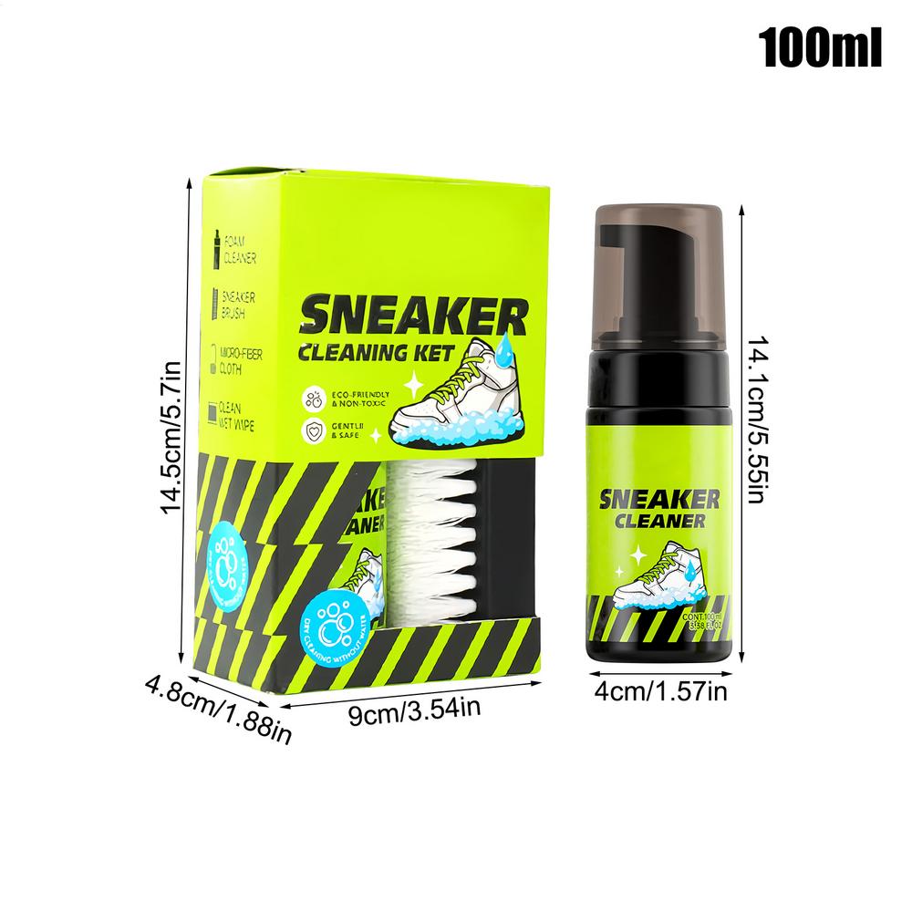 Sneaker Cleaner 4 Pieces 100ml Foam No Wash Care Remover White Shoe Polishing for Basketball Golf Canvas Mesh Fabric Athletic