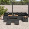Ensemble de Canapé de Jardin 10 Pièces avec Coussins Noir Rattan Poly Acacia, Ensemble de salle à manger jardin Pièces 3363199