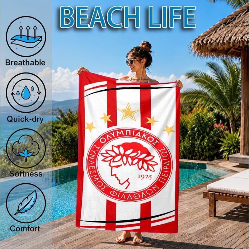 Olympiacos FC Wappen Emblem Strandtuch, Schnelltrocknend, Pflegeleicht, Geeignet für Fitness und Strandurlaub, Sport-Essential
