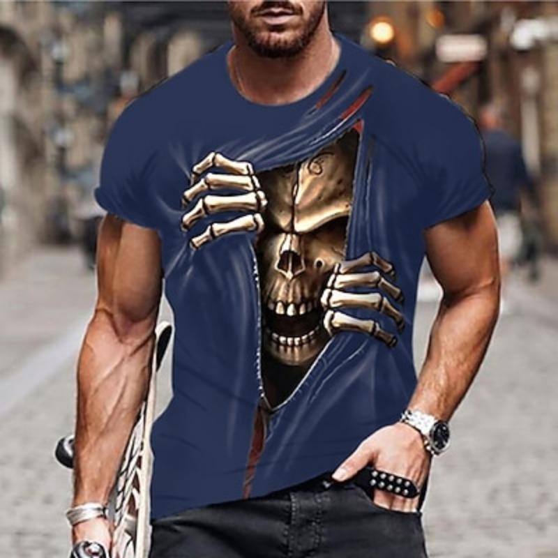 [Summer T-Shirt] Breathable Polyester Men's T-Shirt | Unique Print Design, Crew Neck, Short Sleeve, Casual Sporty Style, Summer Essential