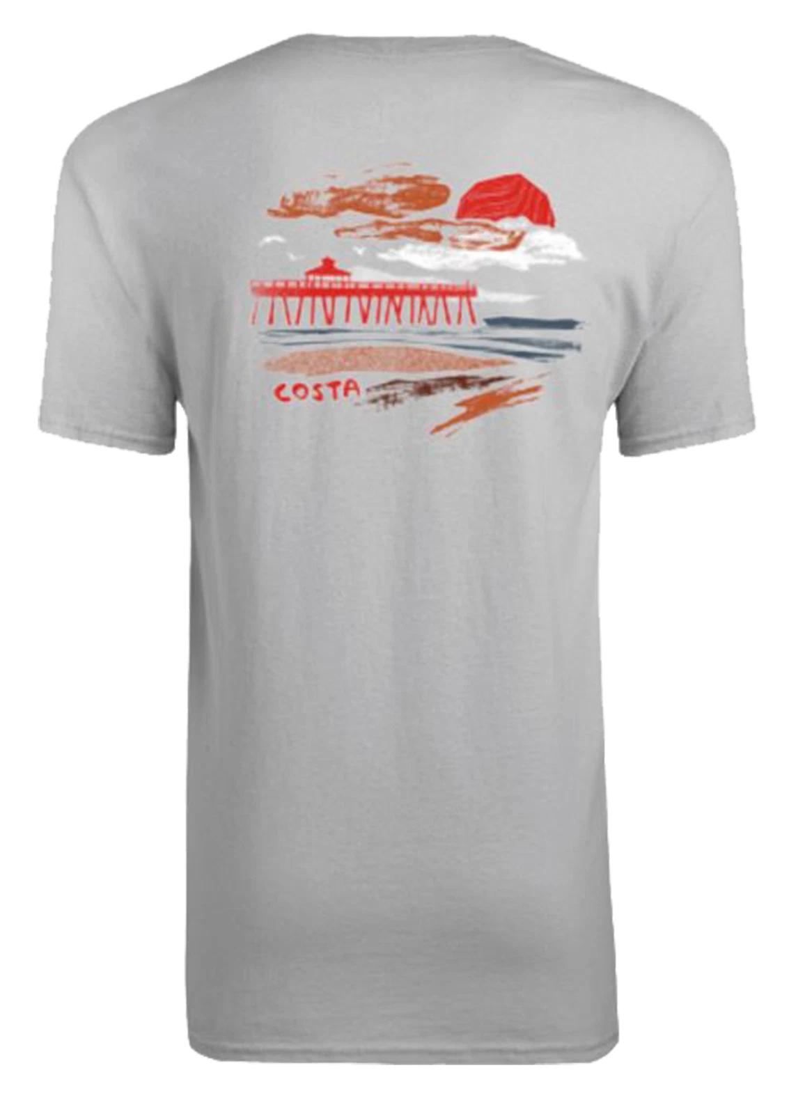 Costa Del Mar Sunrise Pier Short Sleeve T-Shirt-Maroon-small XL