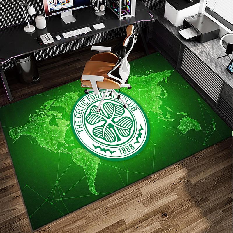 Celtic Football Club Crest Office Rug Chair Mat, Game Carpet, Suitable for Front Door, Bedroom, Living Room, Desk, Holiday Gift