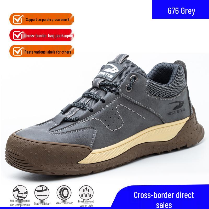 Men's Wear-Resistant Steel Toe Work Boots: Anti-Smash, Anti-Puncture, Non-Slip Safety Shoes