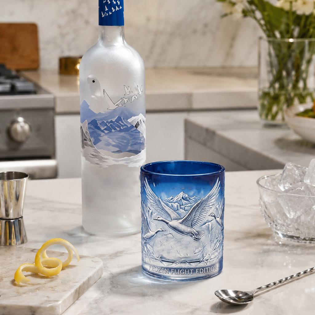 Anniversary Edition Glass Tumbler with Embossed Wildlife Design and Mountain Landscape for Collectors and Everyday Use