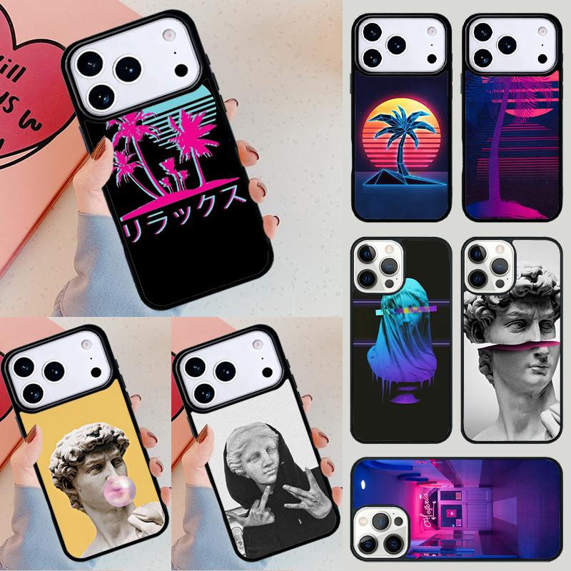 Neon Vaporwave Art Phone Case For iPhone 17 Air 14 15 13 12 Max Cover For Apple 16e 11 Pro Max Plus Coque
