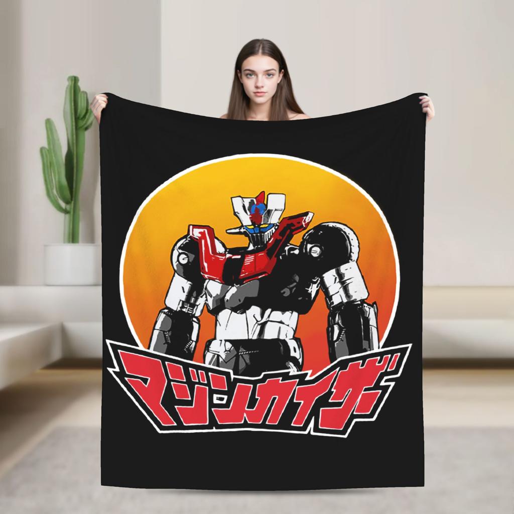 Mazinger Z Manga Knitted Blankets Coral Fleece Plush UFO Robot Grendizer Warm Throw Blanket for Bedding Couch Bedspread