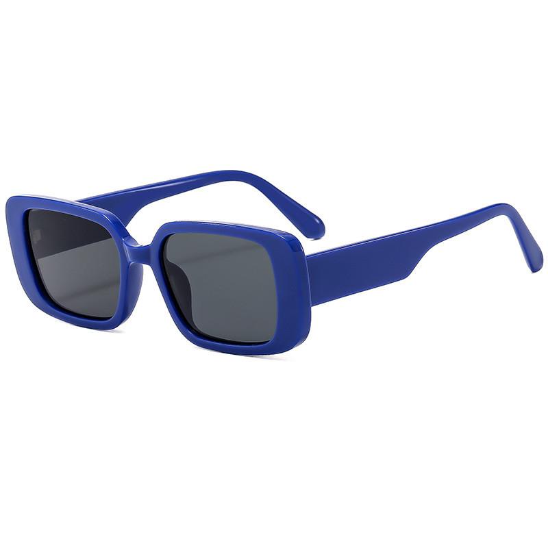 Retro Square Black Sunglasses With Grey Lenses Uv400 For Outdoor Sports