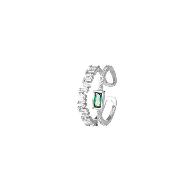 High-Grade Retro Green Zircon Ring for Women - European & American Style, Light Luxury, Niche, All-Match Fashion Design.