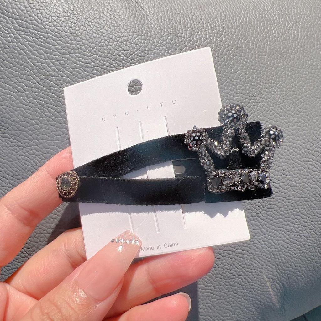 Velvet Exquisite Bangs Hairpin Side Clip - Dongdaemun Style