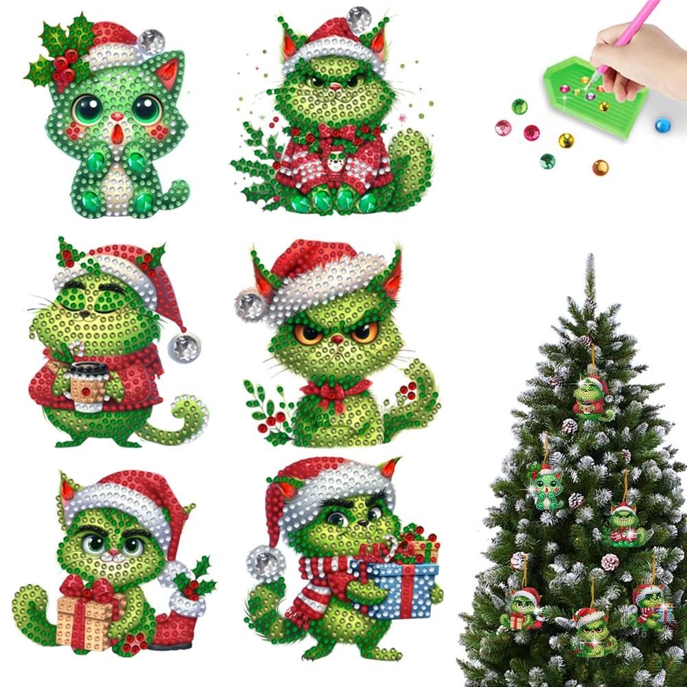 5/6Pcs Acrylic Special Shaped Christmas Theme Hanging Diamond Art Kits Rhinestone Diamond Art Window Pendants Bedroom Decoration