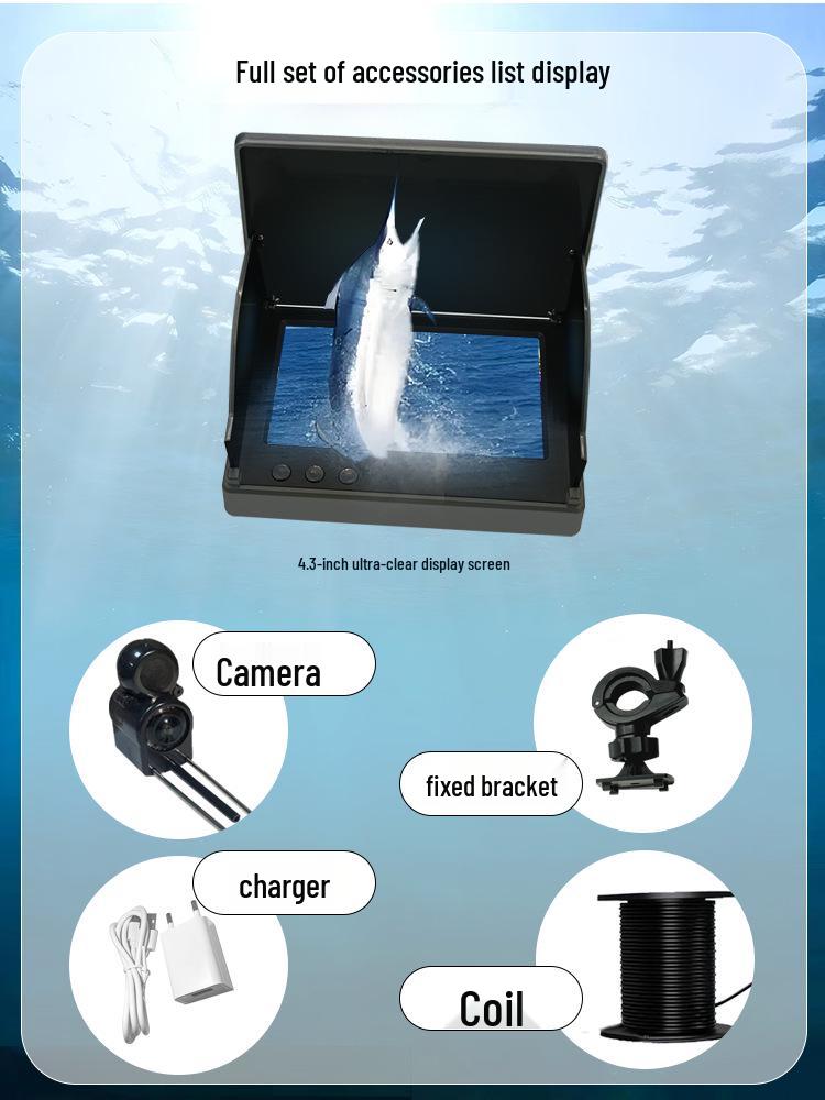 4.3/5" English-Russian Visual Fish Finder HD Night Vision Underwater Camera for Fishing