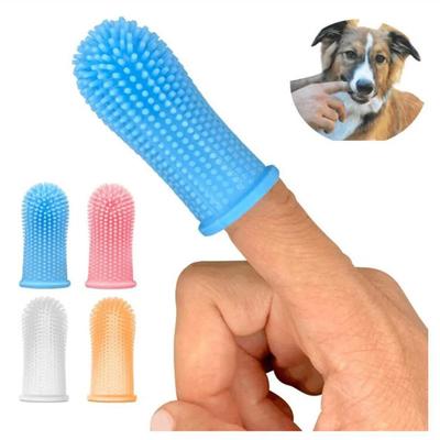1 pièce de brosse à dents en silicone souple pour animaux de compagnie, accessoire de nettoyage pour les doigts, pour chats et chiens