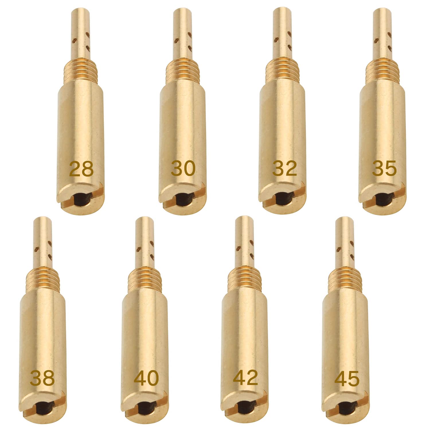 

Пилотный жиклер Jetsetmoto Пилотный жиклер Комплект мотоциклетного оборудования #28#30#32#35#38#40#42#45 (26 мм x 4,5 мм) для Keihin 8pcs#28-#45-B