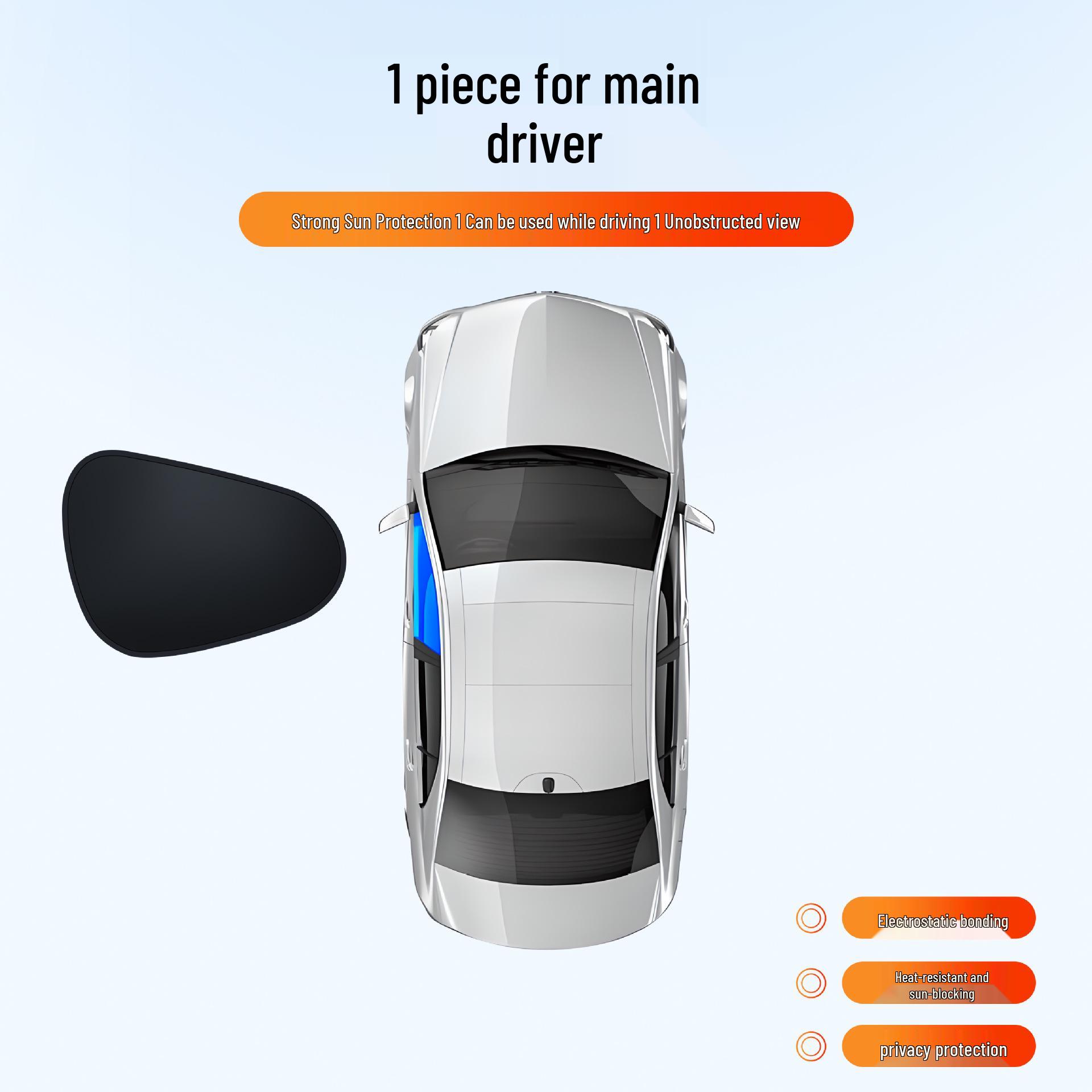 Car Black Glue Electrostatic Sunshade Film: Sun Protection, Heat Insulation, Side Window Visor. Electrostatic Film Driver s Side (1 piece) чёрный