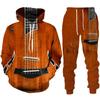 Morsom gitarkunst for menn 3D-trykk Hettegensere/bukser/dress Harajuku Vintage par treningsdresssett Personlighet Hip Hop Streetwear-klær