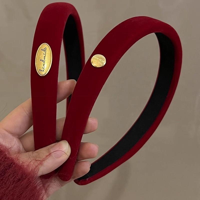 2023 Velvet Christmas Red Headband for Women - Elegant Autumn/Winter Hair Accessory