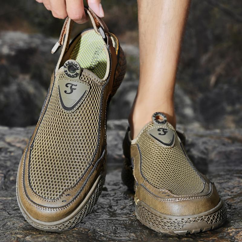 Mode Klassischer Stil Herren Sommer Schuhe Herren Atmungsaktive Mesh Sandalen Outdoor Herren Strandschuhe Zehenschutz Herren Sandalen Römer Flache