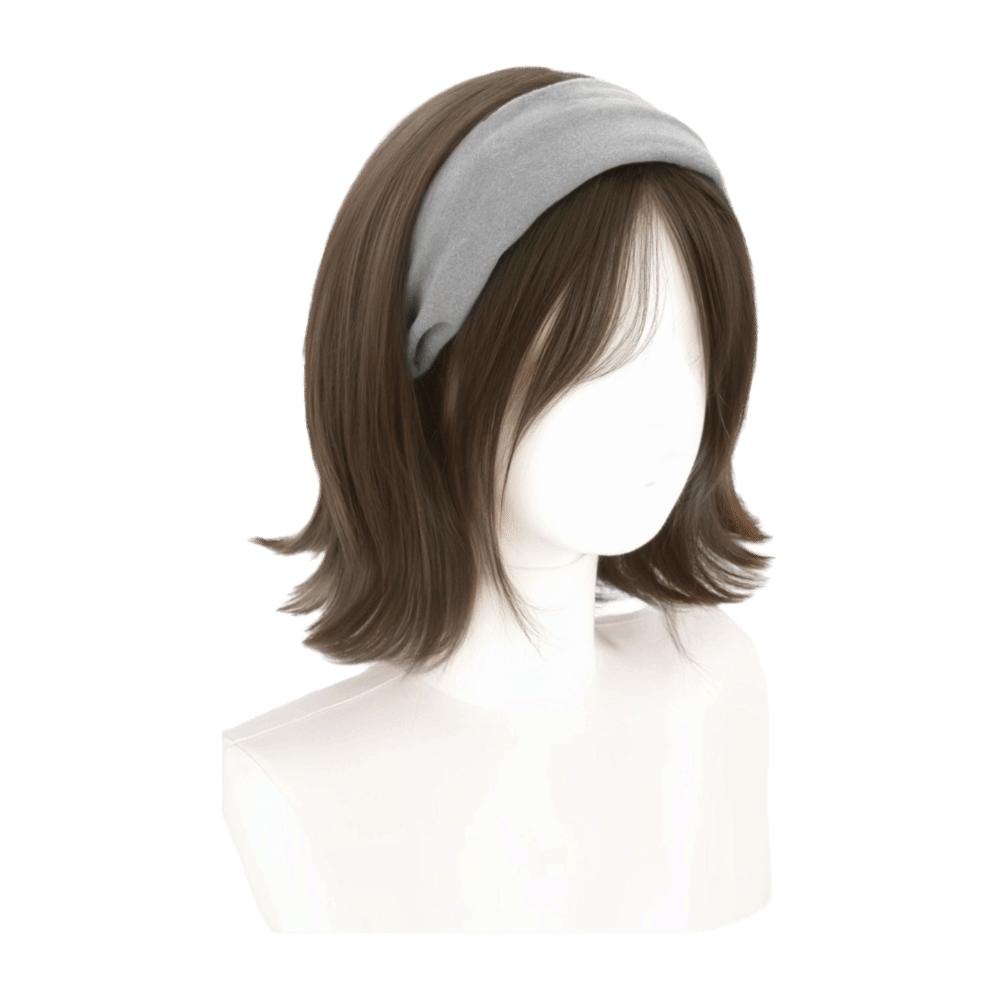 Korean Style Synthetic Wide Knit Headband Wigs Hair Hoop Short Wavy Bob Hair  Party