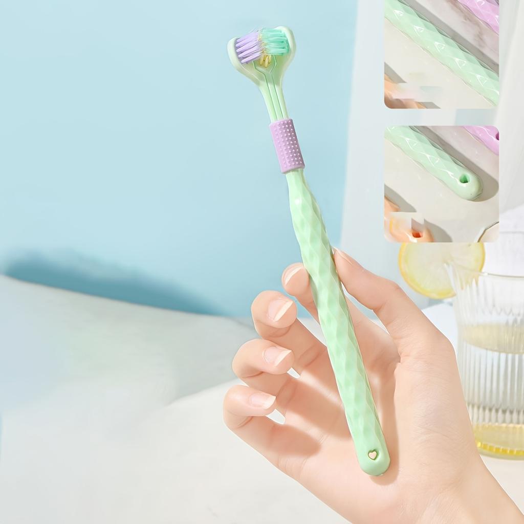 1pc-random Color Gentle 3-sided Toothbrush for Home Deep Cleaning Oral Care - Extra Soft Bristles for Teeth and Gums