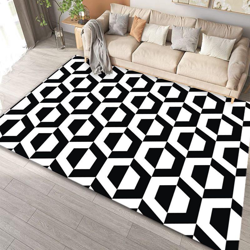 Modern Simple Black White Large Size Rugs for Living Room Light Luxury Sofa Area Carpet Soft Fluffy Bedroom Decor Anti-slip Mats